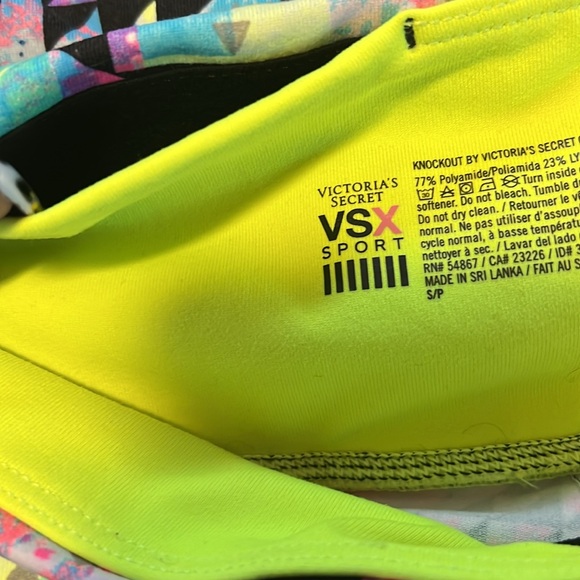 Victoria's Secret Sport Neon Blue Yellow Pink Geometric Knockout Crop Leggings - Picture 9 of 10